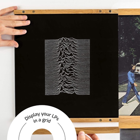 Modular LP Vinyl Record Wall Mount Display System Shelf Magnetic Holder Oak Wood - Picture 2 of 7